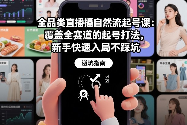 全品类直播自然流起号课：覆盖全赛道的起号打法，新手快速入局不踩坑-璞创优选云网创