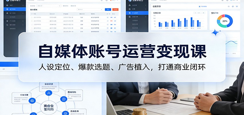 自媒体账号运营变现课：人设定位、爆款选题、广告植入，打通商业闭环-璞创优选云网创