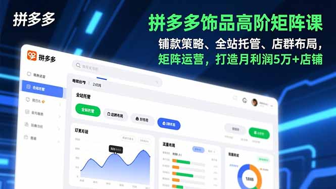 拼多多饰品高阶矩阵课，铺款策略、全站托管、店群布局，矩阵运营，打造月利润5万+店铺-璞创优选云网创