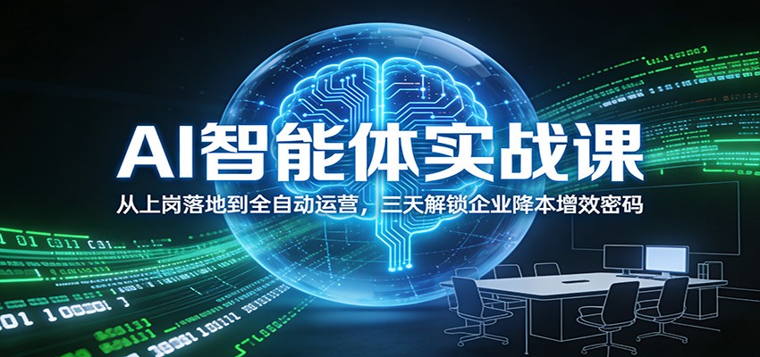 AI智能体实战课：从上岗落地到全自动运营，三天解锁企业降本增效密码-璞创优选云网创