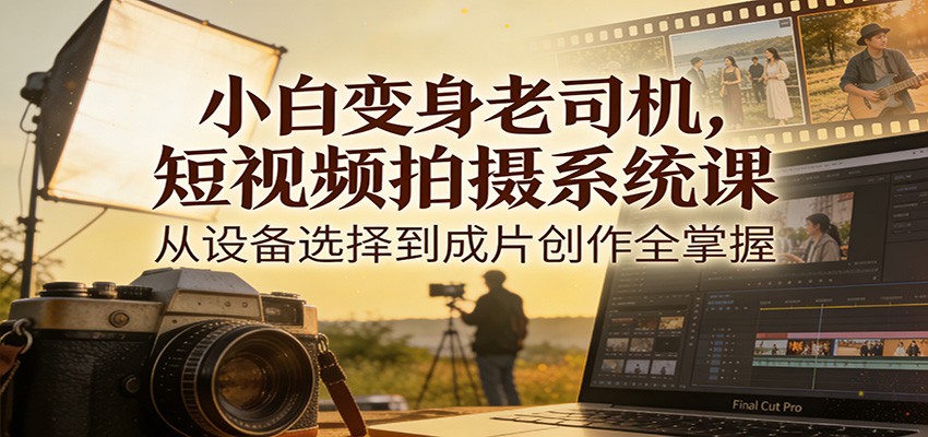 小白变身老司机，短视频拍摄系统课，从设备选择到成片创作全掌握-璞创优选云网创