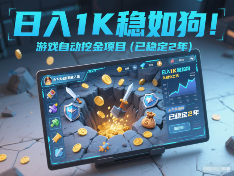 日入1K稳如狗！游戏自动挖金项目(已稳定2年)，永不失业的副业之选【揭秘】-璞创优选云网创